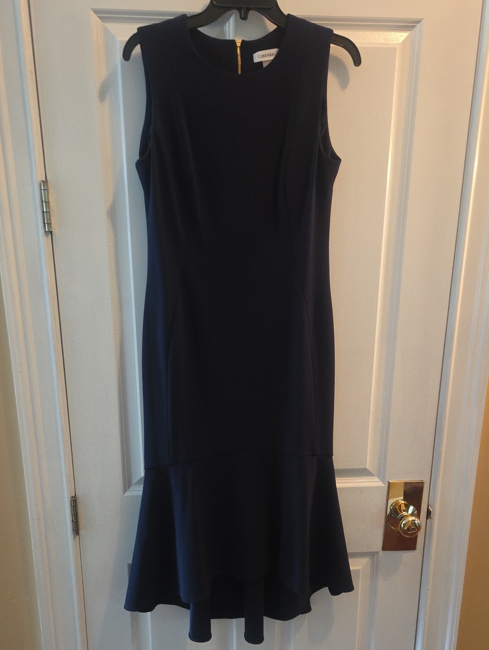 Calvin Klein Navy Sleeveless High-Low Hem Midi Dress